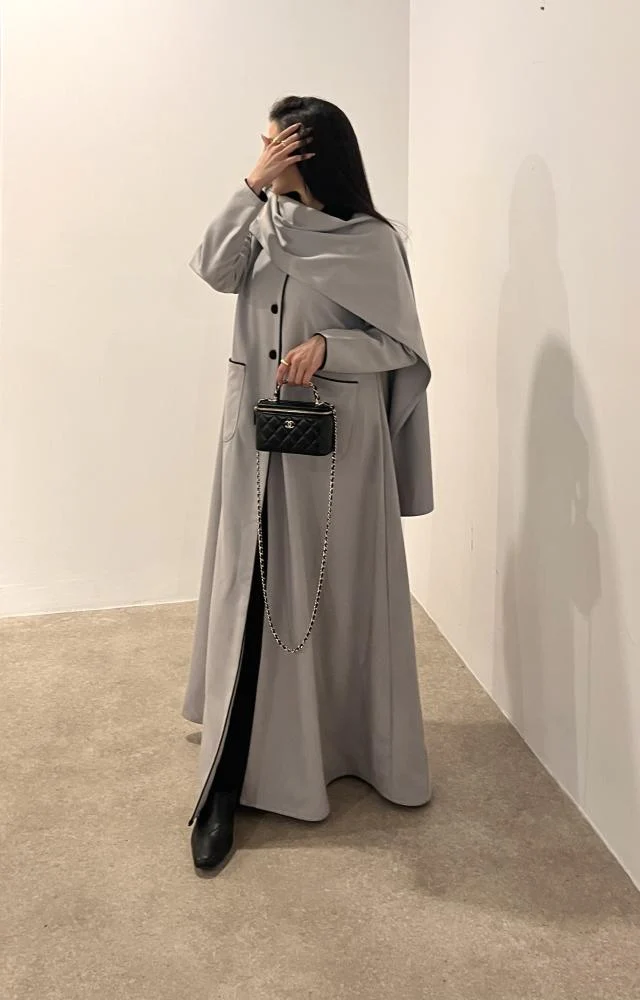 عباية جوخ شتوية مبطّنة مع شال وطرحة