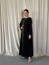 Beige and Black Abaya with Statement Buttons