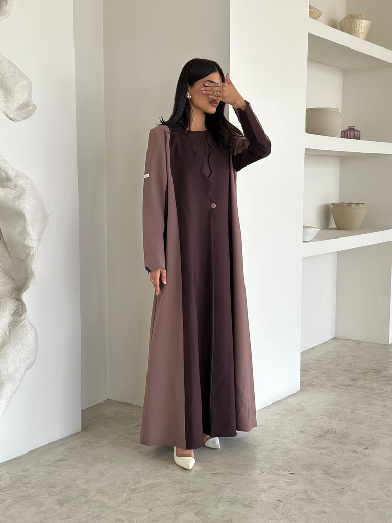 قماش الكريب بتدخل اللون البني والموكا روز (48, دوام)