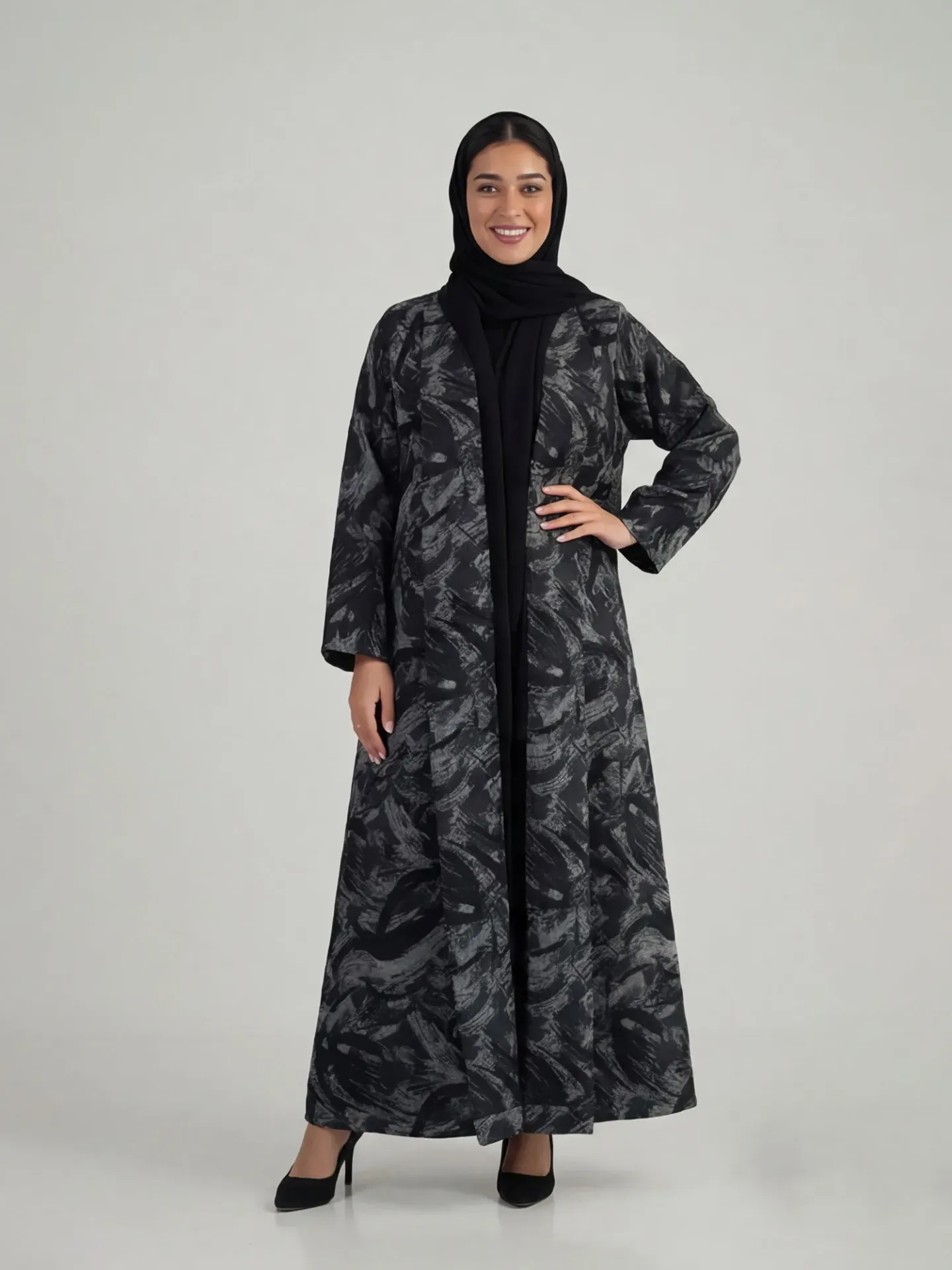 Abaya with Refined Panel Details