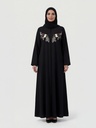 Lined Felt Abaya with Wool Thread Embroidery and a Scarf