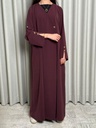 Burgundy Abaya with Bronze Buttons