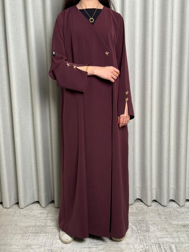 Burgundy Abaya with Bronze Buttons