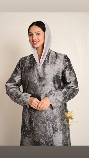 Abaya with Grey Floral Patterns