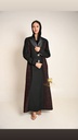 Black Abaya with Red Side Embroidery and a Shimmering Collar
