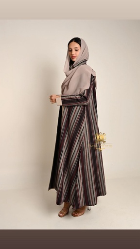 Abaya with Vertical Stripes