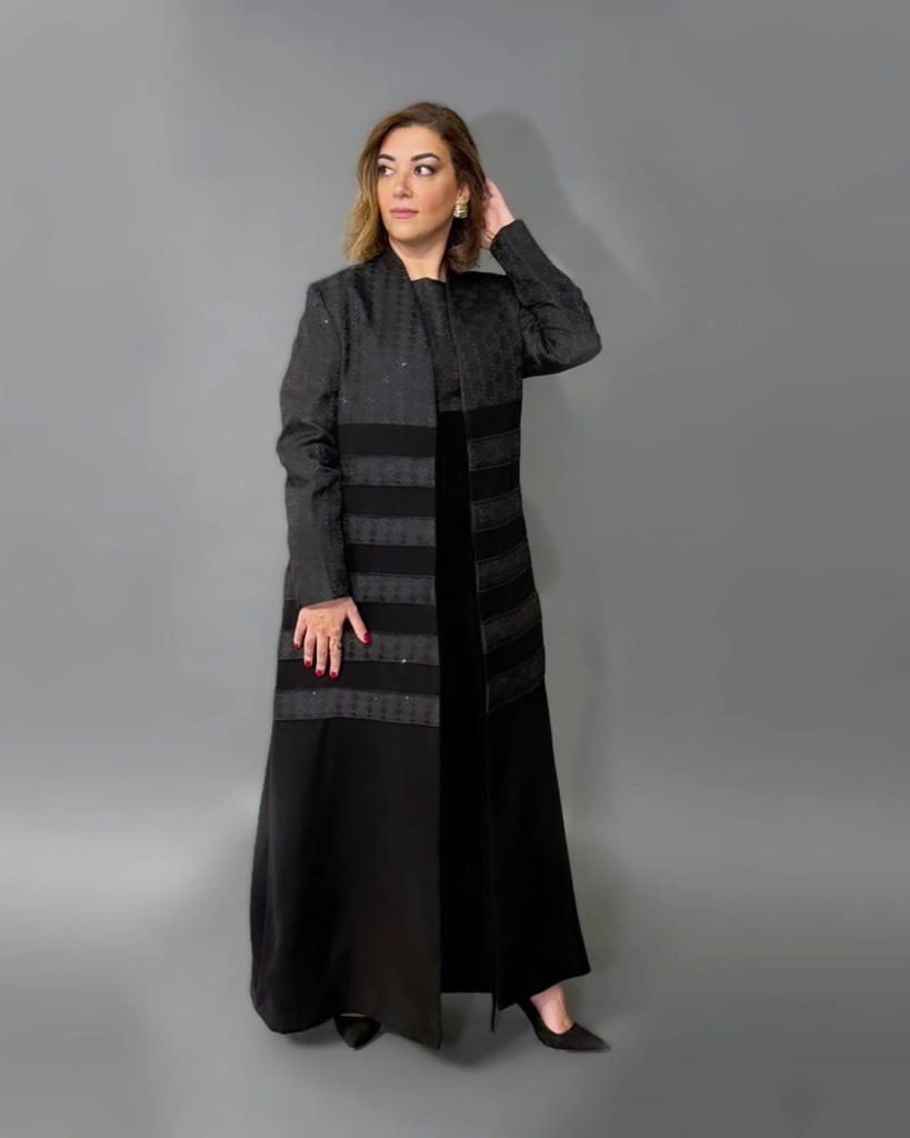 Black Leopard Crepe Abaya