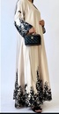Shimmering Taffeta Abaya with Embroidered and Beaded Trim