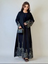 Shimmering Taffeta Abaya with Embroidered and Beaded Trim