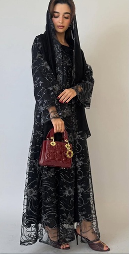 Abaya with Lace and Embroidery