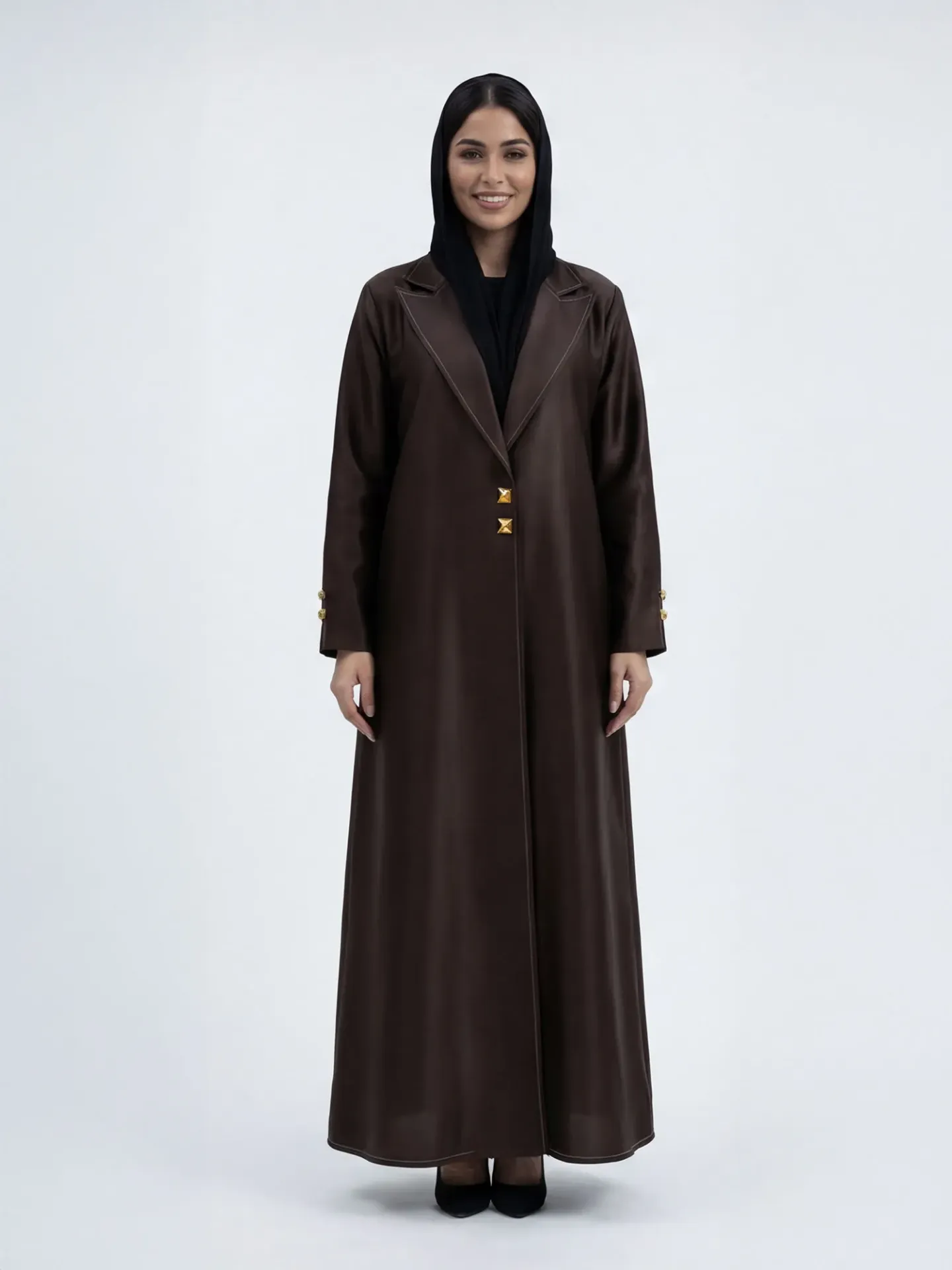 Black Blazer Abaya with Gold and Swarovski Details