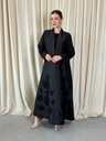 Abaya with Black Floral Embroidery