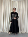 Beige Abaya with Black Lace Panels